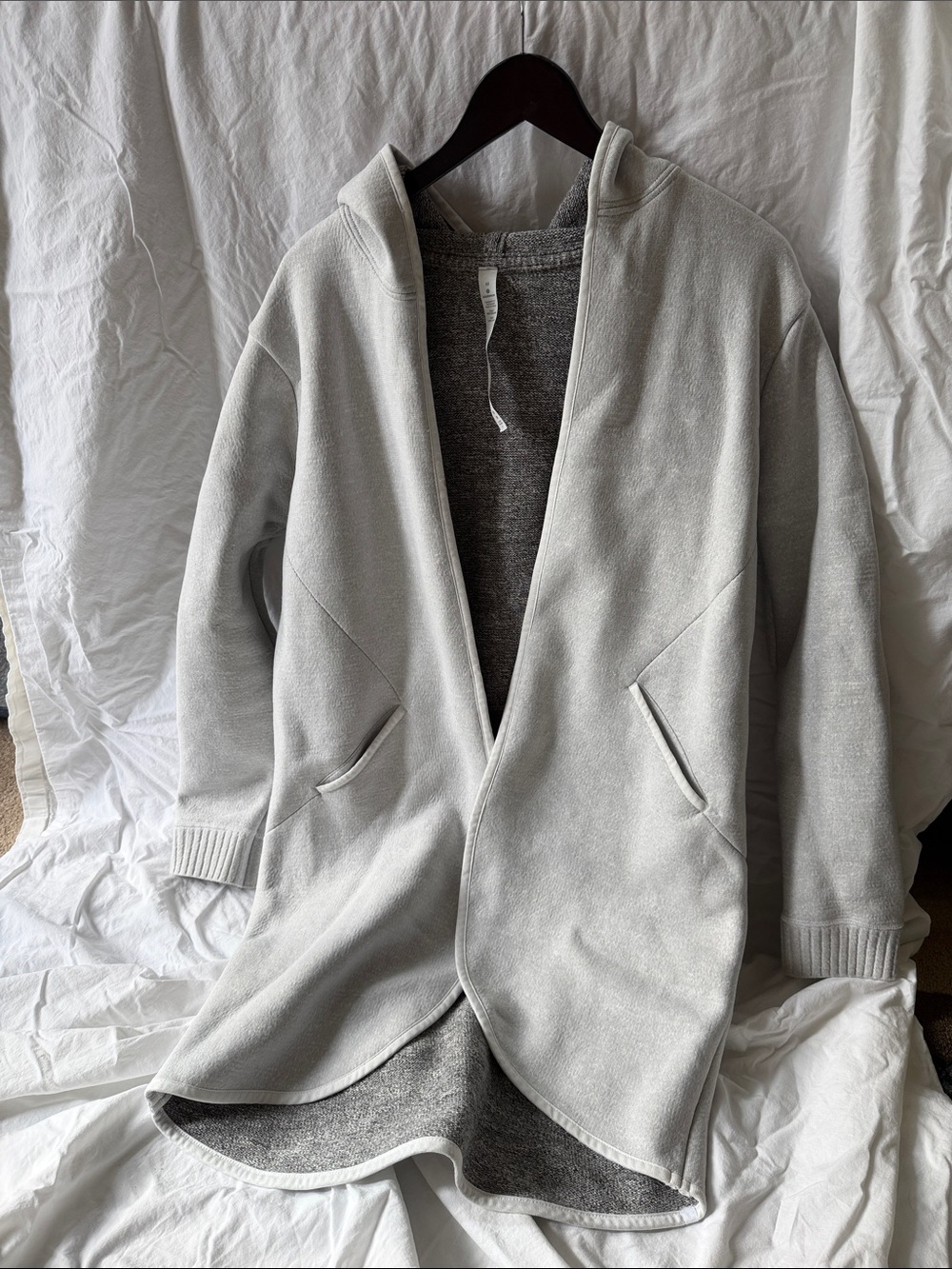 Light Gray Hooded Cardigan Sweater Coat